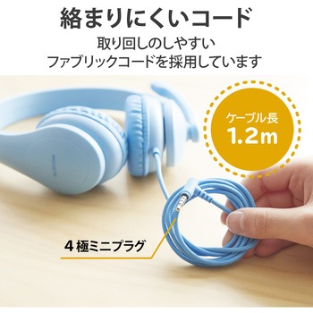 ヘッドホン ヘッドセット マイク付き 有線 Φ3.5mm4極ミニプラグ アジャスター付 オーバーヘッドタイプ 無指向性 タブレット ノートPC キッズ オンライン授業 エレコム