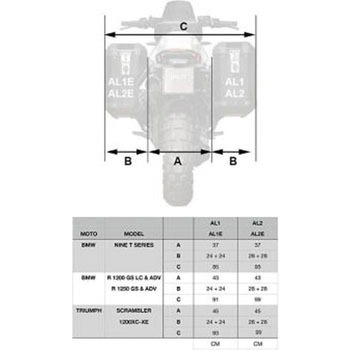アルミパニアケース(ペア) Atlas 47L+41L with Moto Guzzi frame | AL2C-BL-2252-BL UnitGarage (ユニットガレージ)