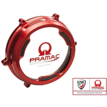 クリアオイルバス クラッチカバー with カーボン fiber inlay for Ducati Panigale Pramac Racing Lim. Ed. Red - CNC Racing (シーエヌシーレーシング)