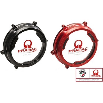クリアオイルバス クラッチカバー with カーボン fiber inlay for Ducati Panigale Pramac Racing Lim. Ed. Red - CNC Racing (シーエヌシーレーシング)