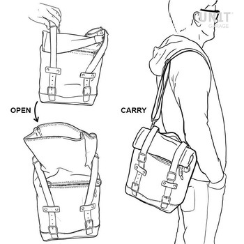 サイドバッグ in split leather + ユニバーサルフレーム | U002-1006 UnitGarage (ユニットガレージ)