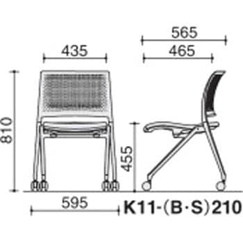 K11-B210W-BKB61 会議用イス スプライン キャスタータイプ(配送・設置