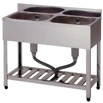 【オーダー】二槽シンク(SUS430) 奥行450 高さ指定 東製作所