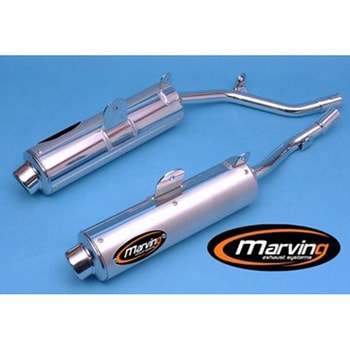 デュアルマフラー Amacal &Oslash； 100 クロム + アルミニウム Aprilia 650 PEGASO 3 (97-) Marving Exhaust (マービングエキゾースト)