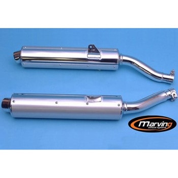 デュアルマフラー Cylindrical &Oslash； 100 クロム + アルミニウム Yamaha TRX 850 96 - Marving Exhaust (マービングエキゾースト)