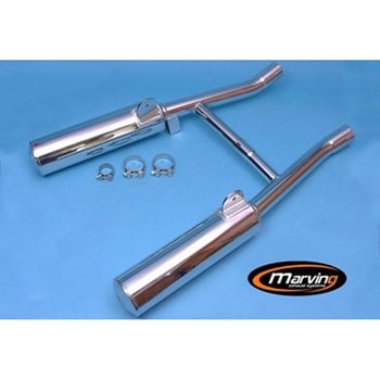 デュアルマフラー Cylindrical &Oslash； 100 クロム Suzuki VX 800 (90-) Marving Exhaust (マービングエキゾースト)