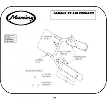 デュアルマフラー Cylindrical &Oslash； 100 クロム Yamaha XZ 550 CARDANO Marving Exhaust (マービングエキゾースト)