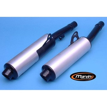 デュアルマフラー Cylindrical &Oslash； 100 ブラック + アルミニウム Kawasaki ZZR 600 (90 Marving Exhaust (マービングエキゾースト)