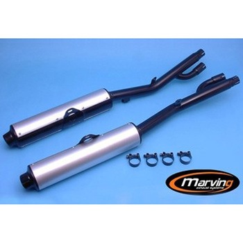 デュアルマフラー Cylindrical &Oslash； 100 ブラック + アルミニウム Suzuki GSX 1100 F 90 Marving Exhaust (マービングエキゾースト)