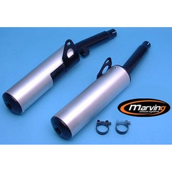 デュアルマフラー Cylindrical &Oslash； 100 ブラック + アルミニウム Yamaha XJ 600 Marving Exhaust (マービングエキゾースト)