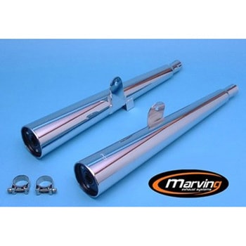 デュアルマフラー Marvi クロム Kawasaki Z 250 Marving Exhaust (マービングエキゾースト)