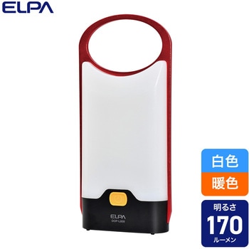 LEDフラットランタン 薄型 カラビナ付 無段階調光 調色(白色・暖色) 両面発光 単4形アルカリ乾電池×3本使用(別売) ELPA