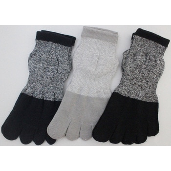 「超純綿」ショート靴下5本指3足組杢 ハヤシ[靴下]