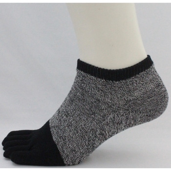 「超純綿」ショート靴下5本指3足組杢 ハヤシ[靴下]