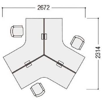 120°型ブーメランデスク アジャスター脚タイプ トヨスチール(トヨセット)