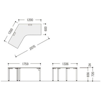 120°型ブーメランデスク アジャスター脚タイプ トヨスチール(トヨセット)
