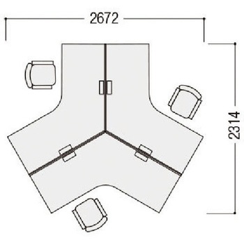 120°型ブーメランデスク アジャスター脚タイプ トヨスチール(トヨセット)