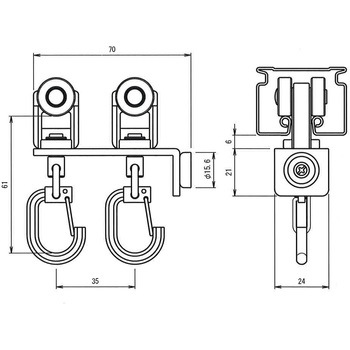Z-40・ST-40用TフックマグネットランナーA(片開き用) フェデポリマーブル