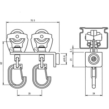 Z-40・ST-40用TフックマグネットランナーS(片開き用) フェデポリマーブル
