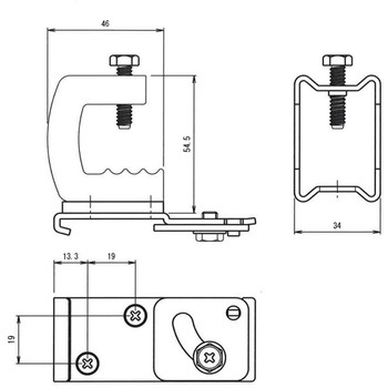 Z-40・ST-40用フック付天井ブラケットA25 フェデポリマーブル