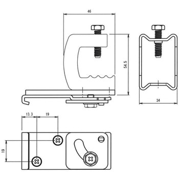 Z-40・ST-40用フック付天井ブラケットB25 フェデポリマーブル