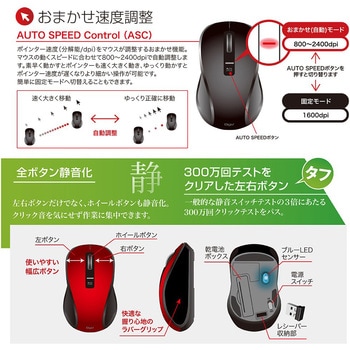 無線静音3ボタンBlueLEDマウス ナカバヤシ