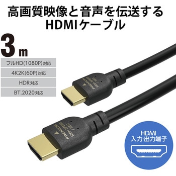 HDMIケーブル 4K/Ultra HD対応 プレミアム PS5対応 ノイズ軽減 RoHS指令準拠(10物質) ブラック エレコム