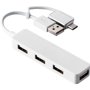USBハブ USB2.0 USB-Aコネクタ Type-C 変換アダプター付 USB-Aポート×4 バスパワー スティックタイプ エレコム