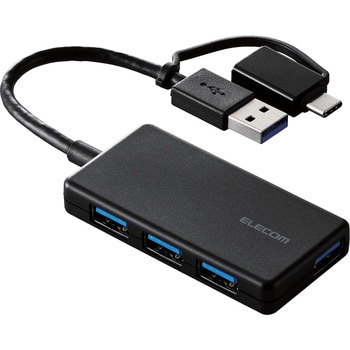 USBハブ USB3.1 Gen1 USB-Aコネクタ Type-C 変換アダプター付 USB-Aポート×4 バスパワー 超薄型 エレコム