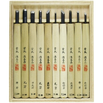 本職用彫刻刀 鋼付 桐箱入 源喜秀