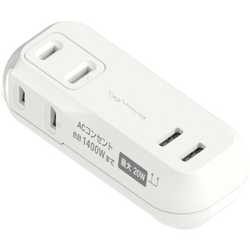 電源タップAC2-C+C-PD20W 収納プラグ カシムラ