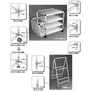 A-4W-H Alframe(アルフレーム)16mmアルミフレーム用ジョイント 4方向