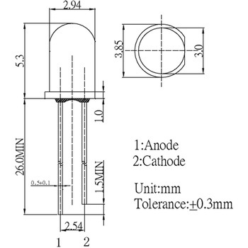 Φ3mm 赤外線LED 940nm 30° OPTO SUPPLY