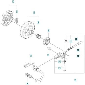 ゼノア エンジンチェーンソー GZ3700 部品 クラッチおよびオイルポンプ ゼノア