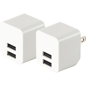 Usb充電器 スマホ充電器 Usbポート 2 2個入り コンパクト スマホ タブレット 2台同時充電 ホワイト エレコム Usb充電器 通販モノタロウ Ec Ac08wh