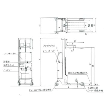 マスト式リフト前輪ビック型   油圧・電動式 HAMACO
