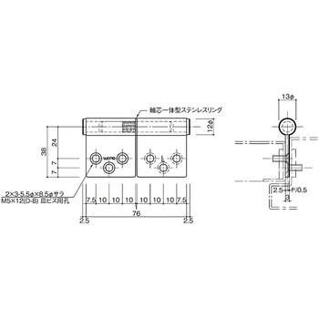 面付旗丁番 HK-08N 末広金具(SUEHIRO)