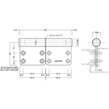 面付旗丁番 222-102-45 末広金具(SUEHIRO) 【通販モノタロウ】