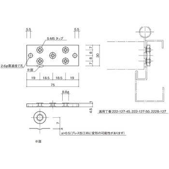 面付旗丁番裏板 222-127-BPA 末広金具(SUEHIRO)