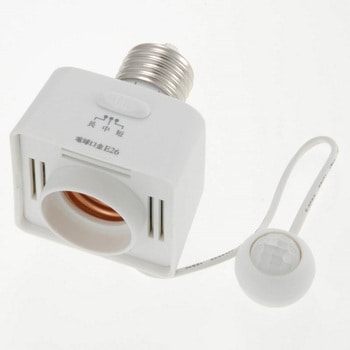 光・人感センサー付きソケット E26口金 自動点灯消灯 工事不要 タイマー付 オーム電機