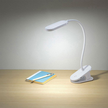 LEDクリップライト 昼白色 ホワイト 充電式 3段階調光 フレキシブルアーム オーム電機