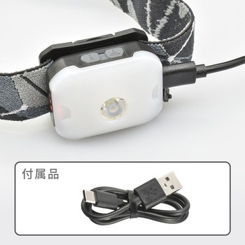 EDヘッドランプ USB充電式 270lm 面発光&スポット点灯 防水IPX4 オーム電機