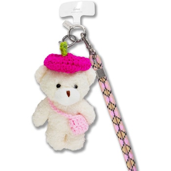 UNIVERSAL PHONE CROSSBODY STRAP WITH PLUSH ANIMAL PINK TEDDY Sonix