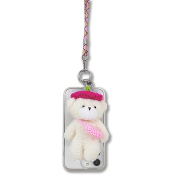 UNIVERSAL PHONE CROSSBODY STRAP WITH PLUSH ANIMAL PINK TEDDY Sonix