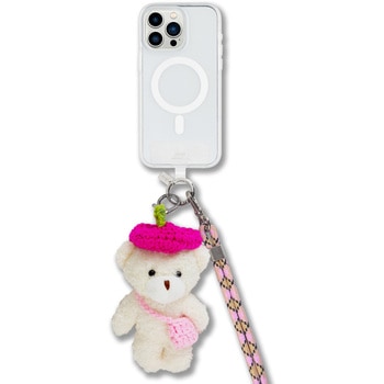 UNIVERSAL PHONE CROSSBODY STRAP WITH PLUSH ANIMAL PINK TEDDY Sonix