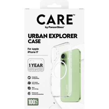 iPhone 17 CARE by PanzerGlass Flagship Case Transparent Urban Combat w. White MagSafe CARE