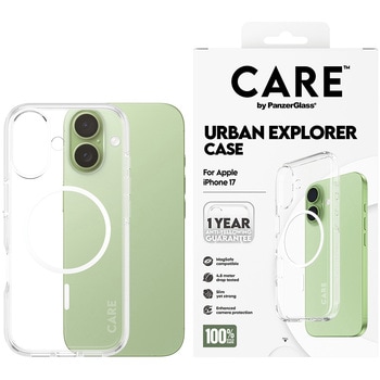 iPhone 17 CARE by PanzerGlass Flagship Case Transparent Urban Combat w. White MagSafe CARE