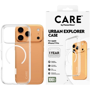 iPhone 17 Pro CARE by PanzerGlass Flagship Case Transparent Urban Combat w. White MagSafe - CARE