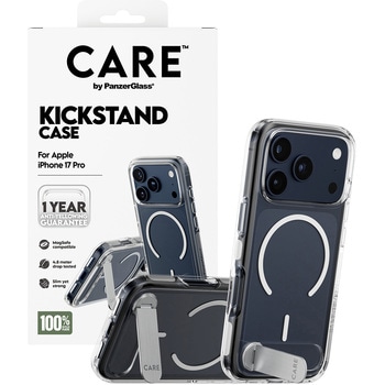 iPhone 17 Pro CARE by PanzerGlass Feature Case Transparent w. Color Kickstand & MagSafe CARE