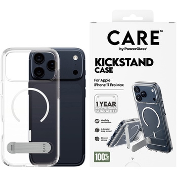 iPhone 17 Pro Max CARE by PanzerGlass Feature Case Transparent w. Color Kickstand & MagSafe CARE